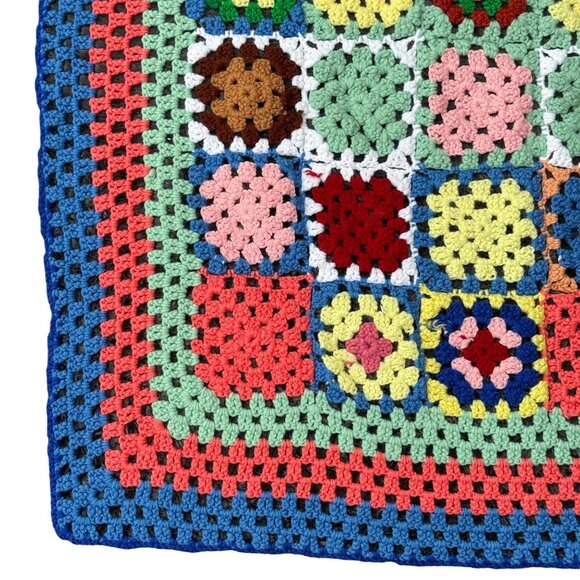 Handmade Crochet Granny Square Throw Afghan 38.5 X 49.5 inch Multi-Color Blanket - Picture 3 of 10